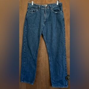 Wrangler Authentic Jeans Mens 36X30 Blue Denim Straight Leg Stretch Relaxed Fit